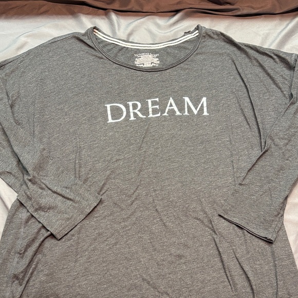 Victoria's Secret Other - Victoria's Secret Grey "DREAM" Long Sleeve Sleep Shirt Pajama Soft Cotton Blend